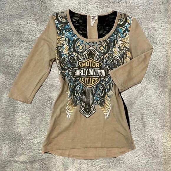 Harley davidson lace graphic top - Picture 1 of 7